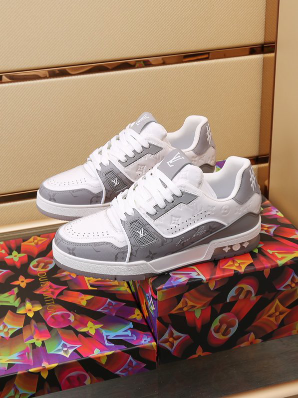 Luxury Trainer Skate Sneakers Shoes #54 Signature Gray White