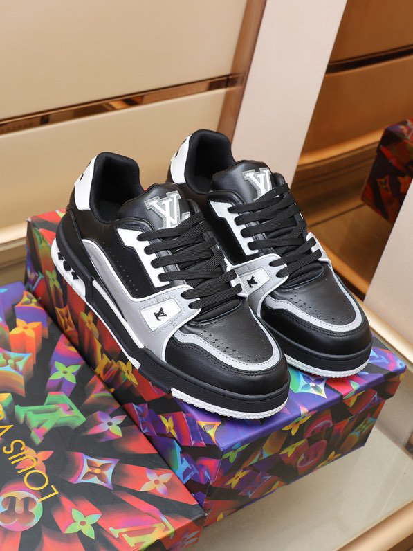 Luxury Virgil Trainer Sneakers Shoes #54 Signature Black Grey Monogram