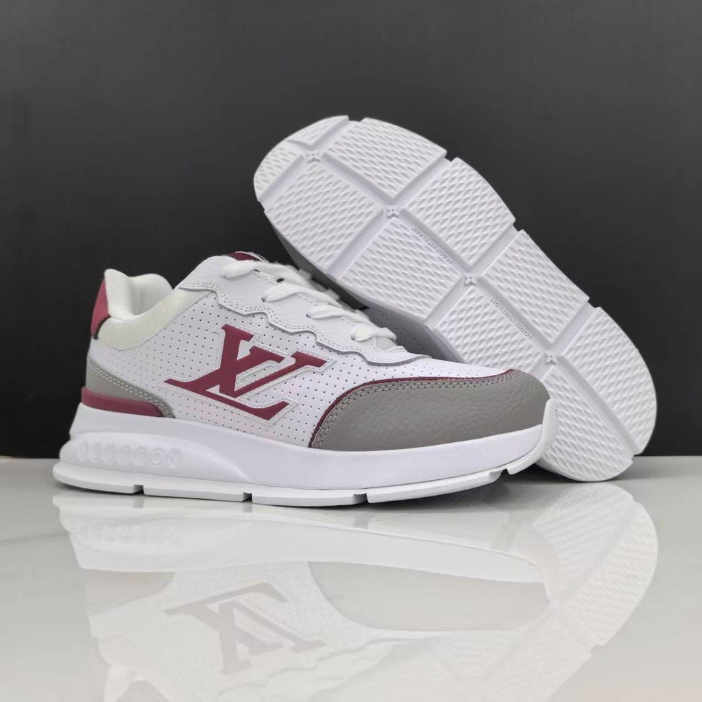 Luxury Lou Paris Classic Trainers White Grey Burgundy Shoes Sneakers