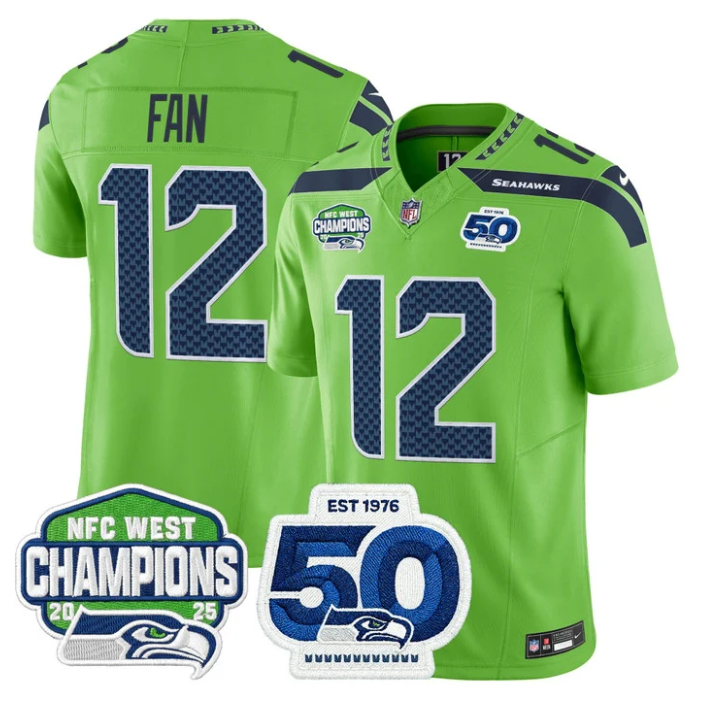 12th Fan Jersey #12 NFC West Division 2025 Champions 50th Stitched Green