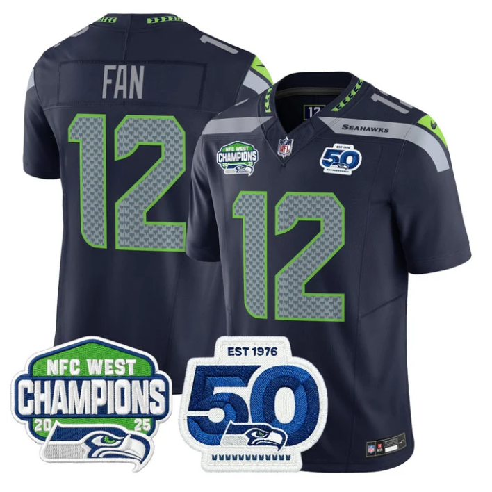 12th Fan Jersey #12 NFC West Division 2025 Champions 50th Stitched Navy