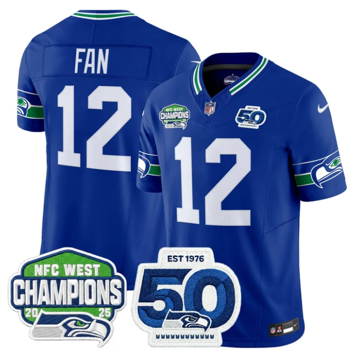 12th Fan Jersey #12 NFC West Division 2025 Champions 50th Stitched Royal