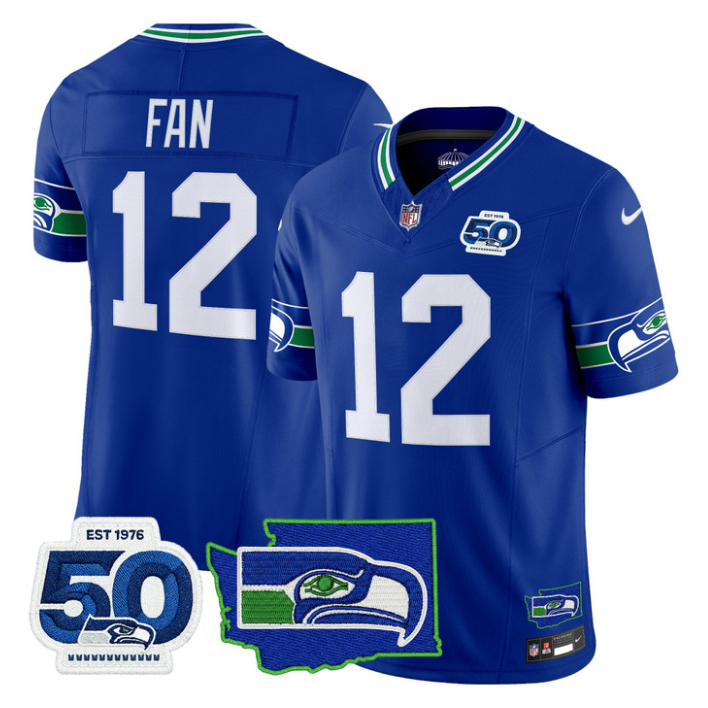 12th Fan Jersey #12 Seahawks 50th Anniversary Patch Limited Stitched Royal