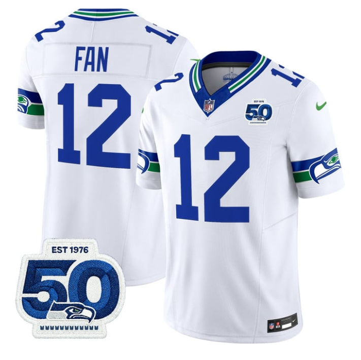 12th Fan Jersey #12 Throwback 50th Anniversary Patch Limited Stitched