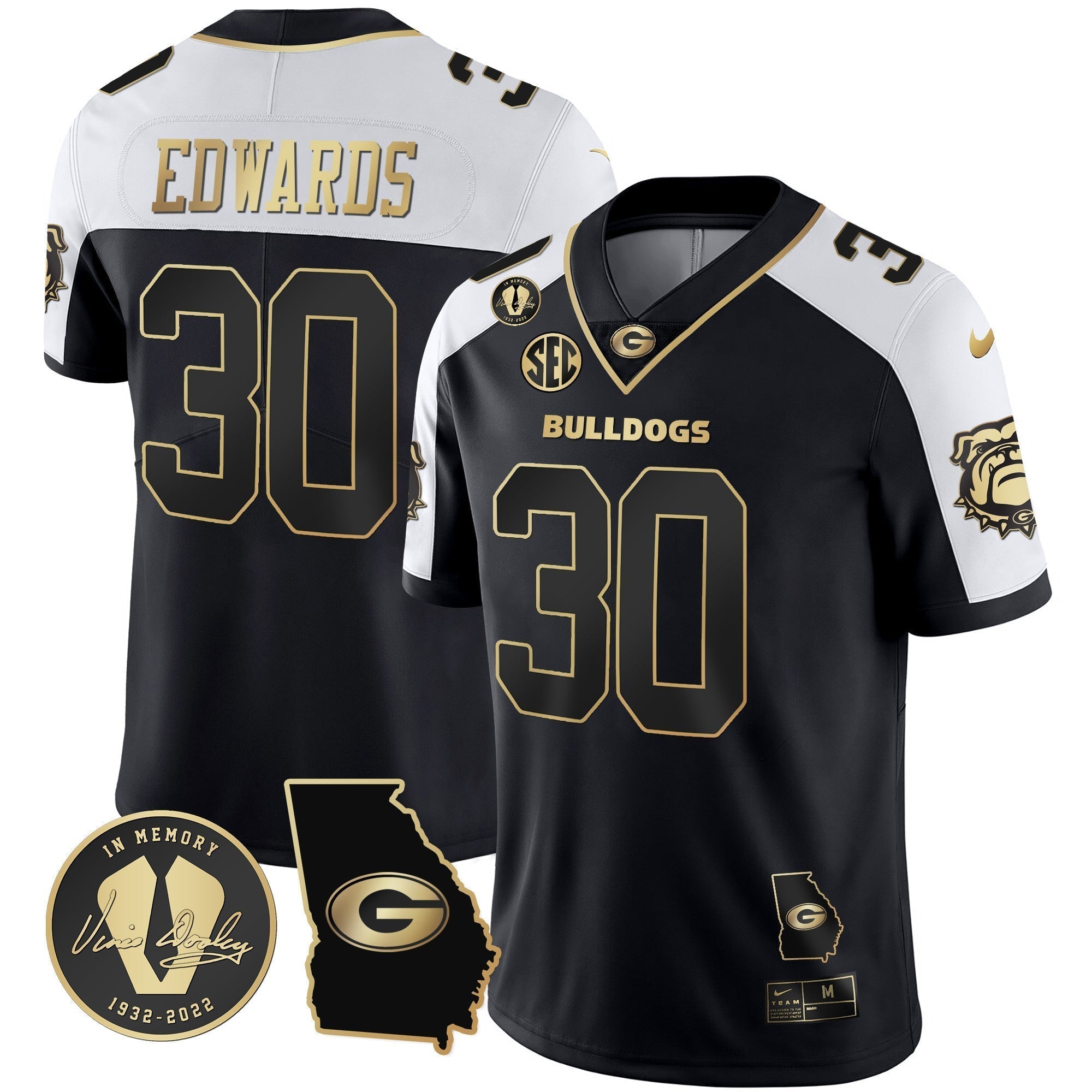 Men Georgia Bulldogs 2023 Vapor Jersey - Georgia Map - All Stitched