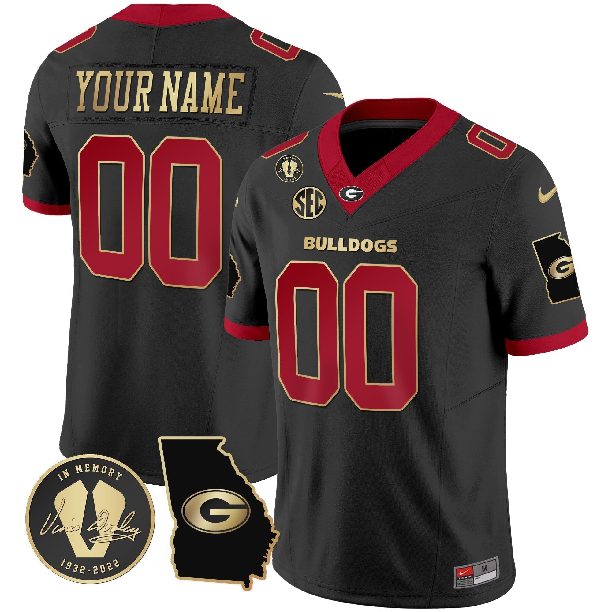 Custom Georgia Bulldogs 2024 Vapor Jersey V3 - Georgia Map - All Stitched
