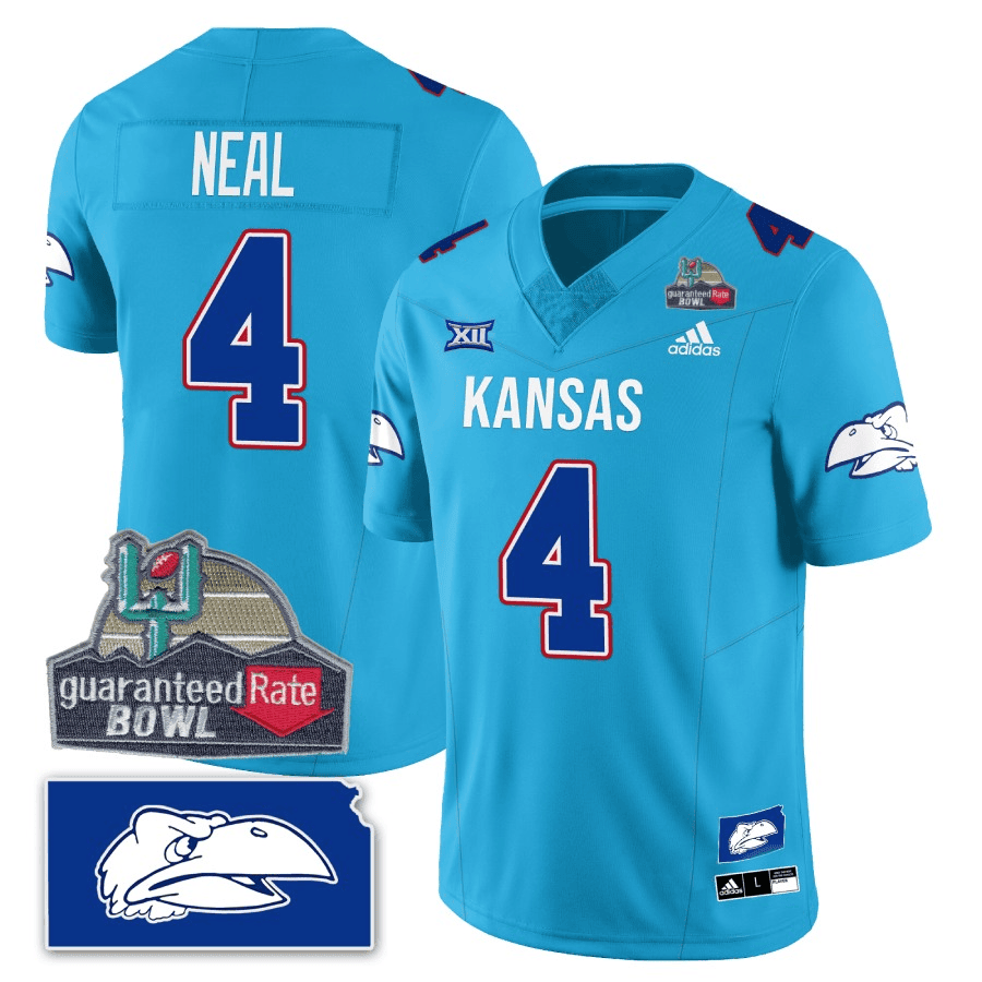 Men Kansas Jayhawks Blackhawk Guaranteed Rate Bowl Patch Vapor Limited Jersey - Stitched