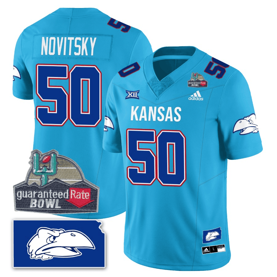 Men Kansas Jayhawks Blackhawk Guaranteed Rate Bowl Patch Vapor Limited Jersey - Stitched