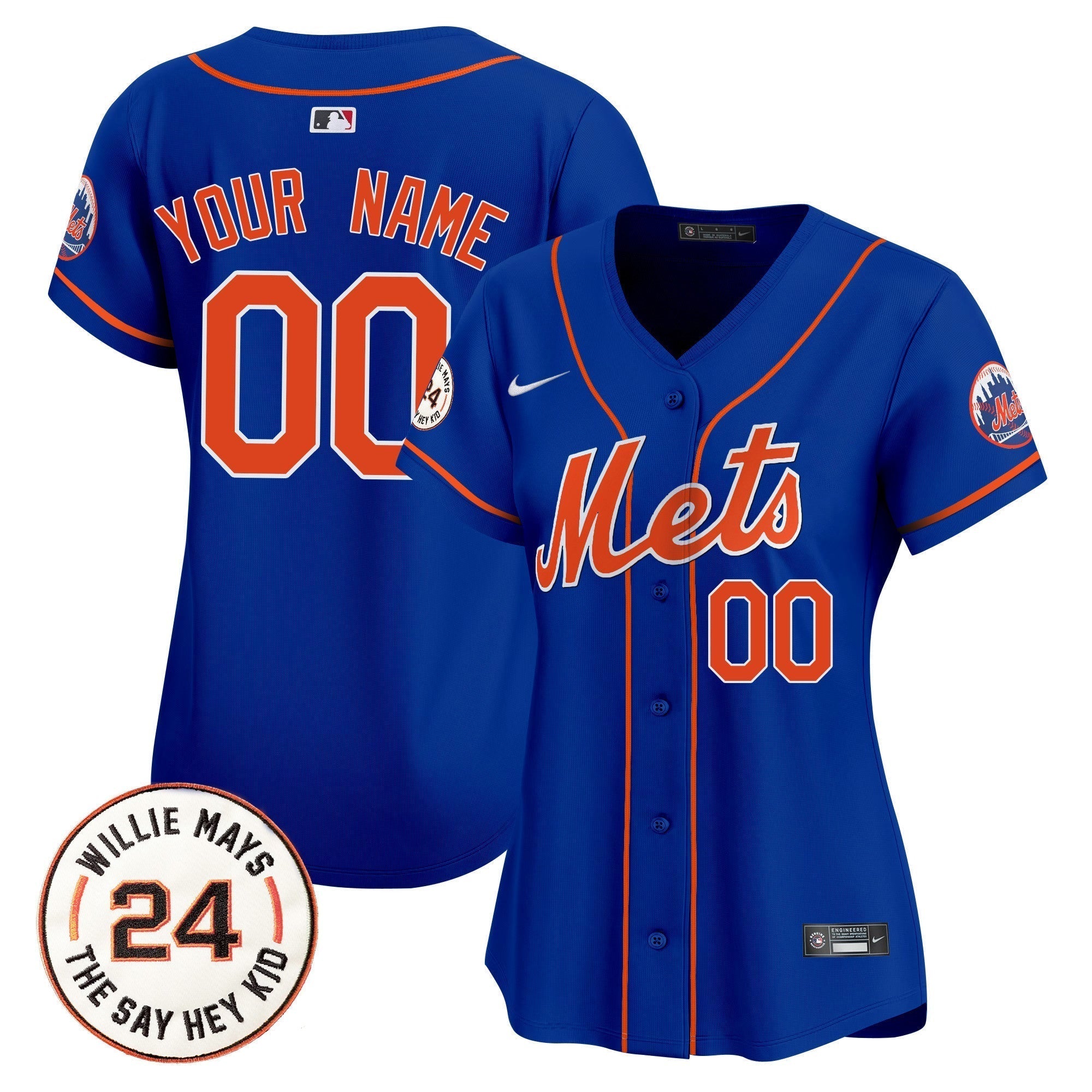 Mets Willie Mays Patch Vapor Premier Limited Custom Jersey - All Stitched