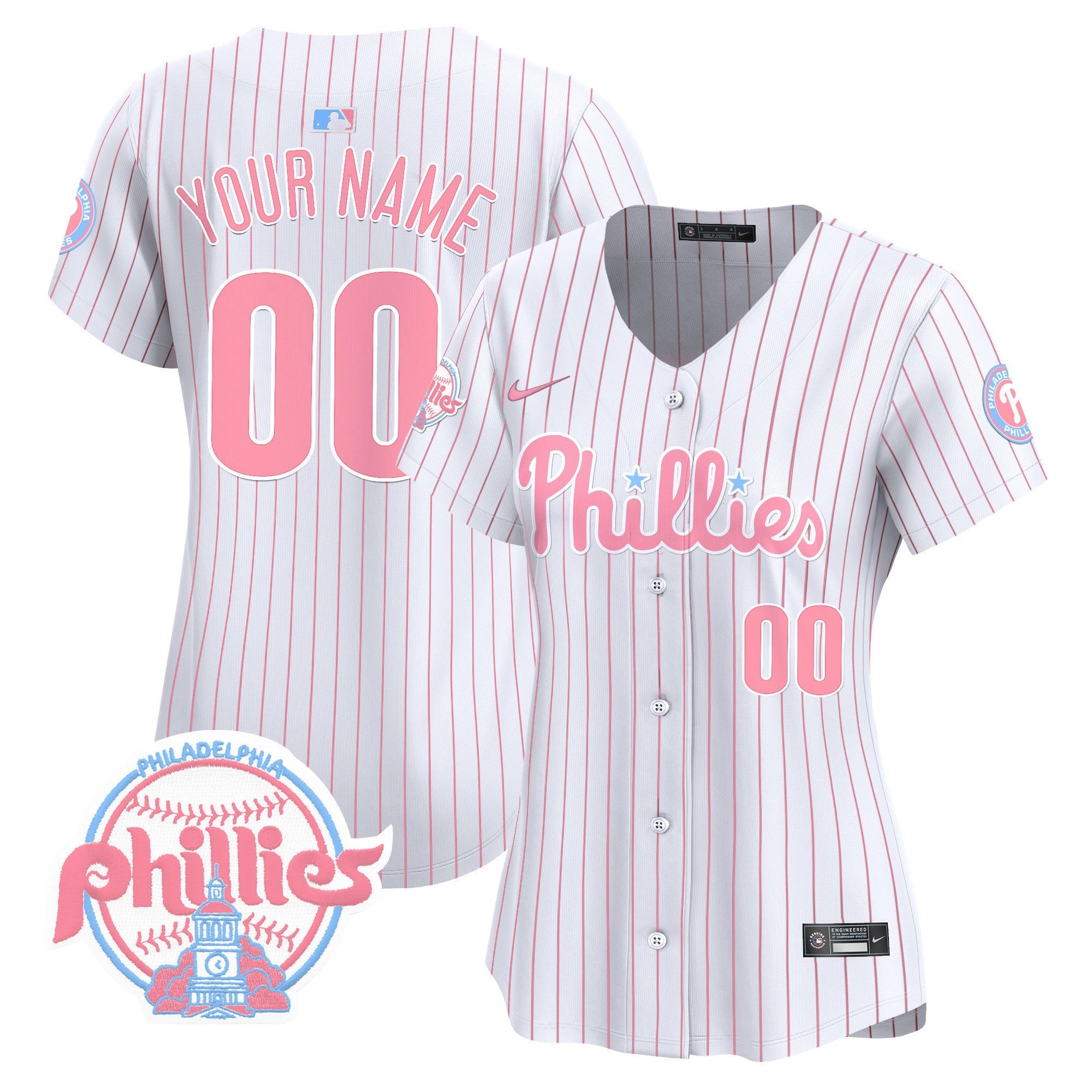 Phillies Bubblegum Pink Vapor Premier Limited Custom Jersey V2 - All Stitched