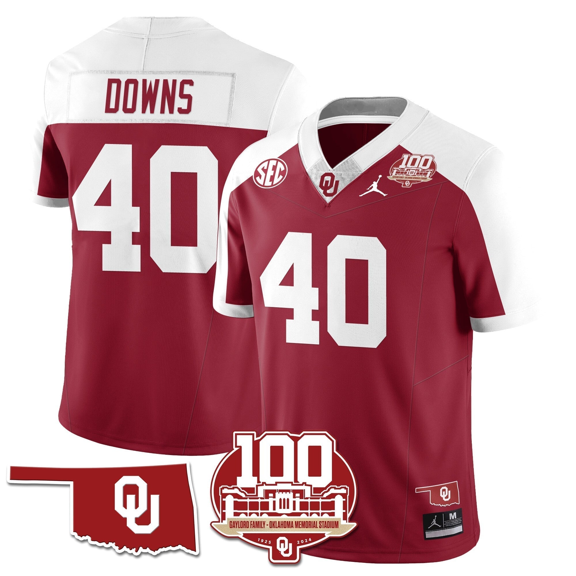Men Oklahoma Sooners 1946-56 Throwback Uniforms - 100th Season - All Stitched