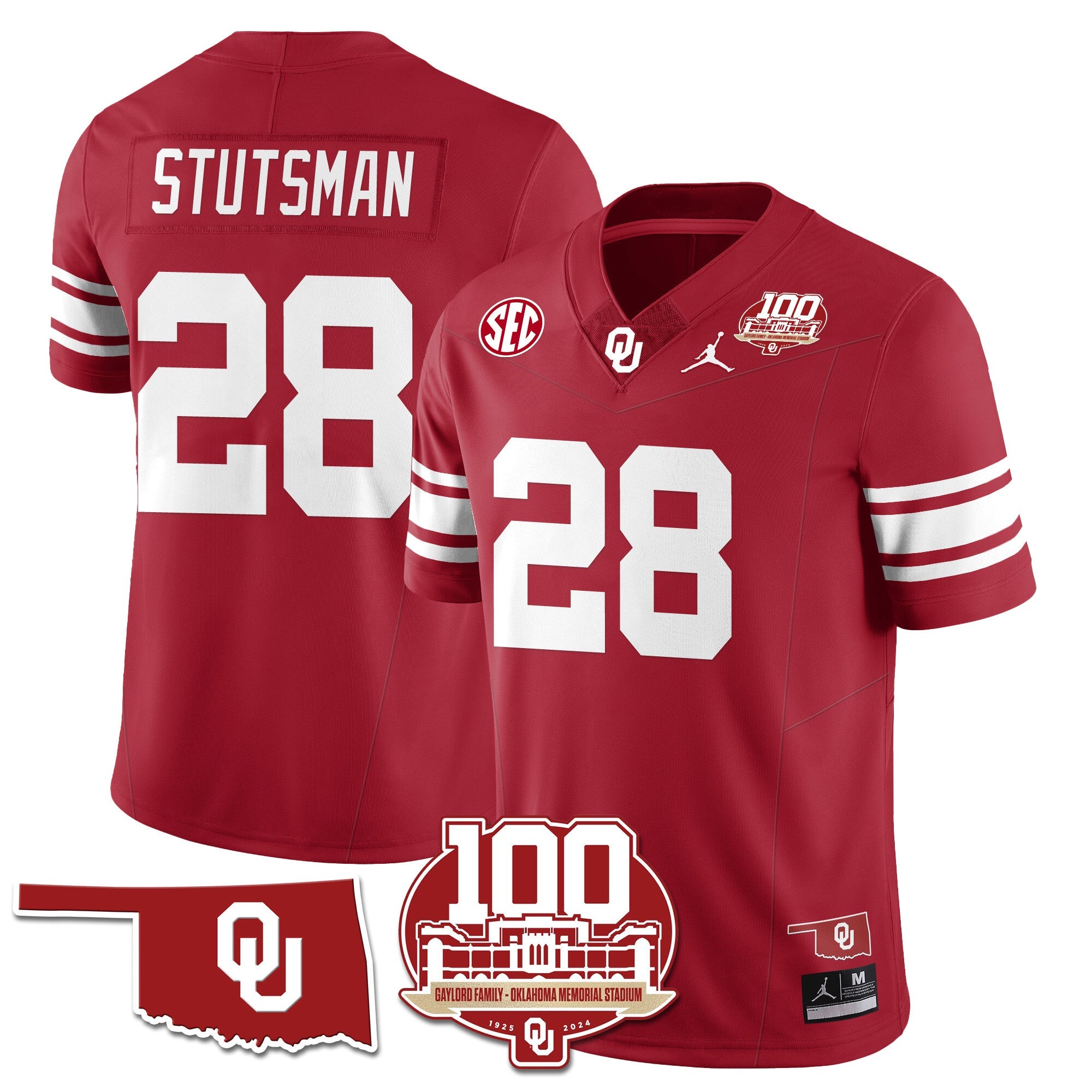 Men Oklahoma Sooners 1946-56 Throwback Uniforms - 100th Season - All Stitched