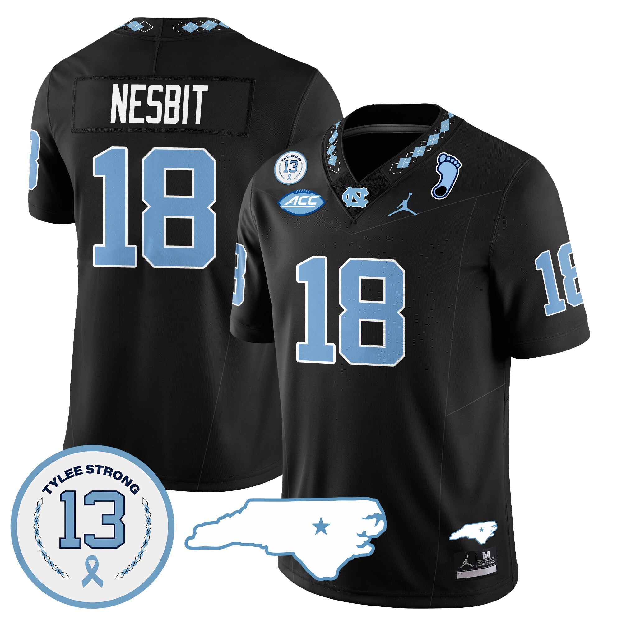 Men North Carolina Tar Heels Football 2024 Vapor Jersey - All Stitched