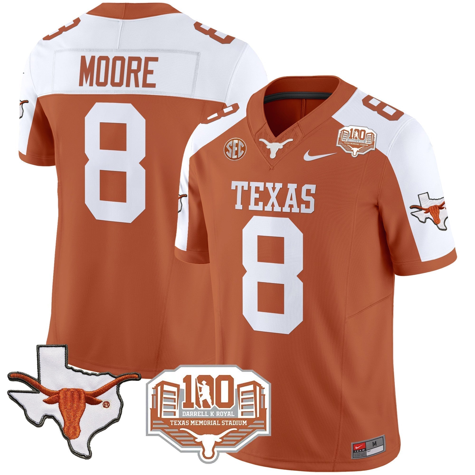 Men Texas Longhorns 2024 Vapor Limited Jersey - 100 years of Darrell K Royal - All Stitched