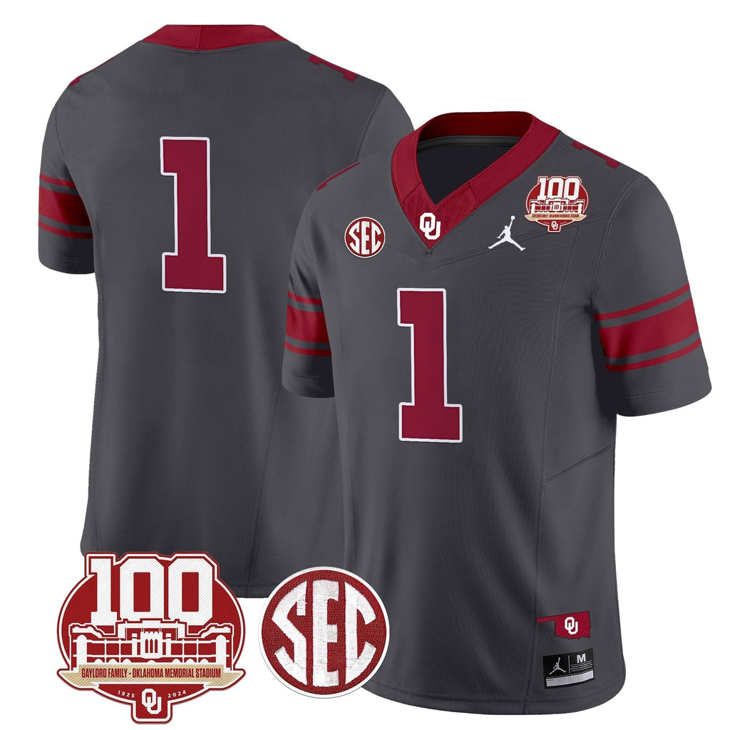 Men Oklahoma Sooners 100th Anniversary Patch Vapor Limited Jersey - All Stitched
