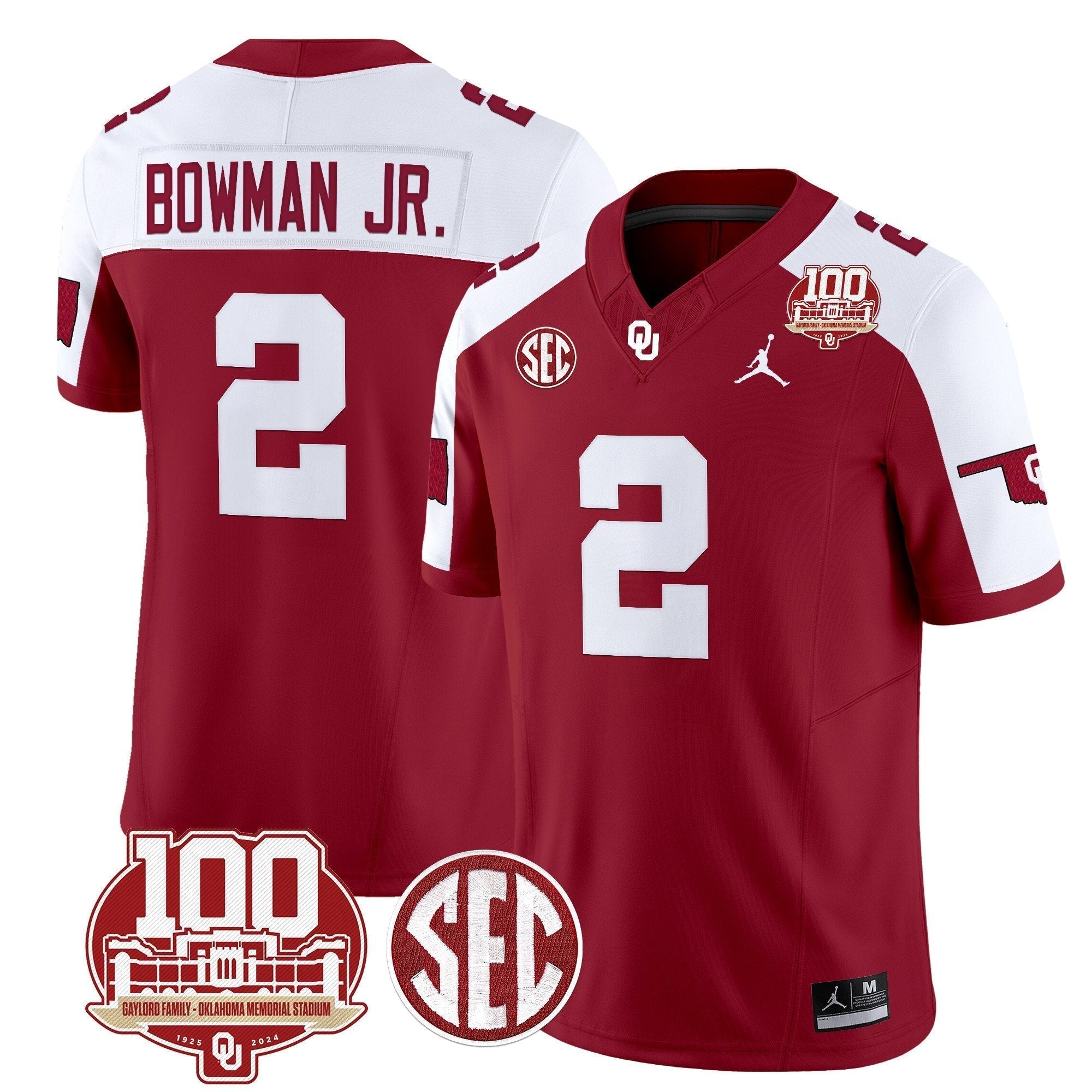 Men Oklahoma Sooners 100th Anniversary Patch Vapor Limited Jersey - All Stitched