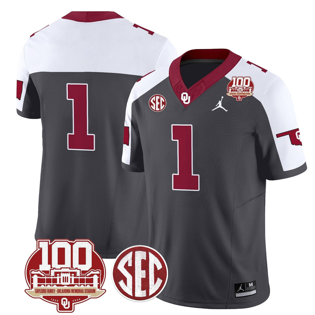 Men Oklahoma Sooners 100th Anniversary Patch Vapor Limited Jersey - All Stitched