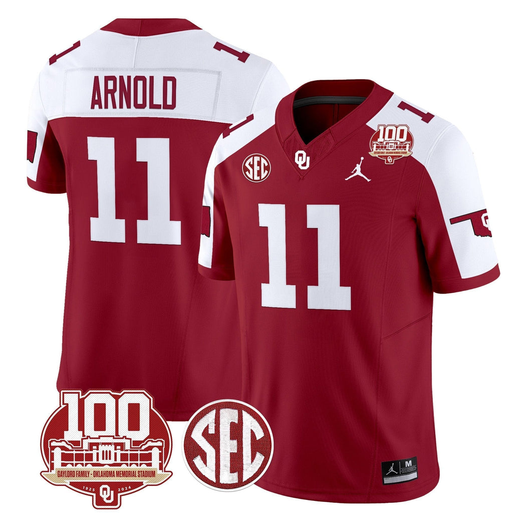 Men Oklahoma Sooners 100th Anniversary Patch Vapor Limited Jersey - All Stitched