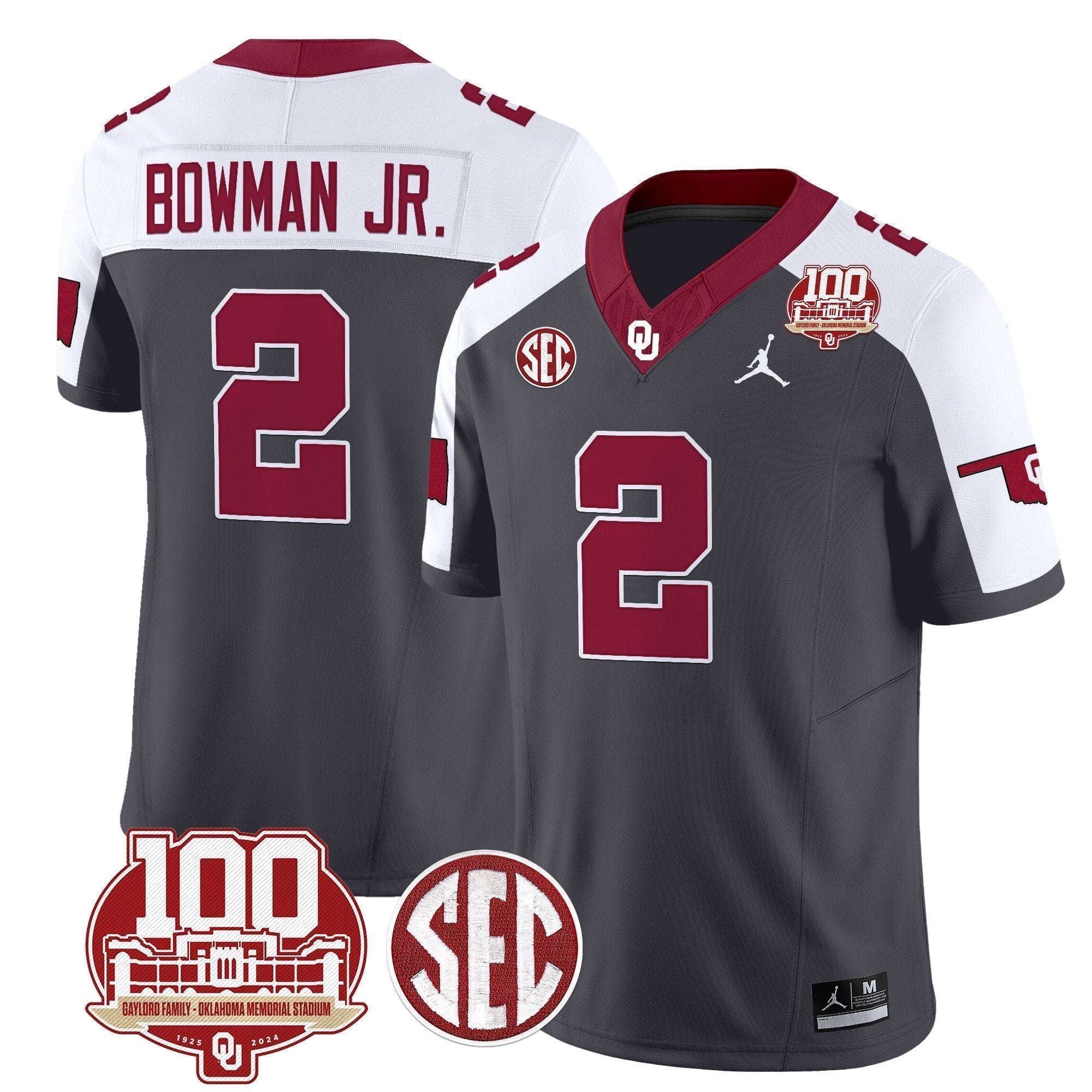 Men Oklahoma Sooners 100th Anniversary Patch Vapor Limited Jersey - All Stitched