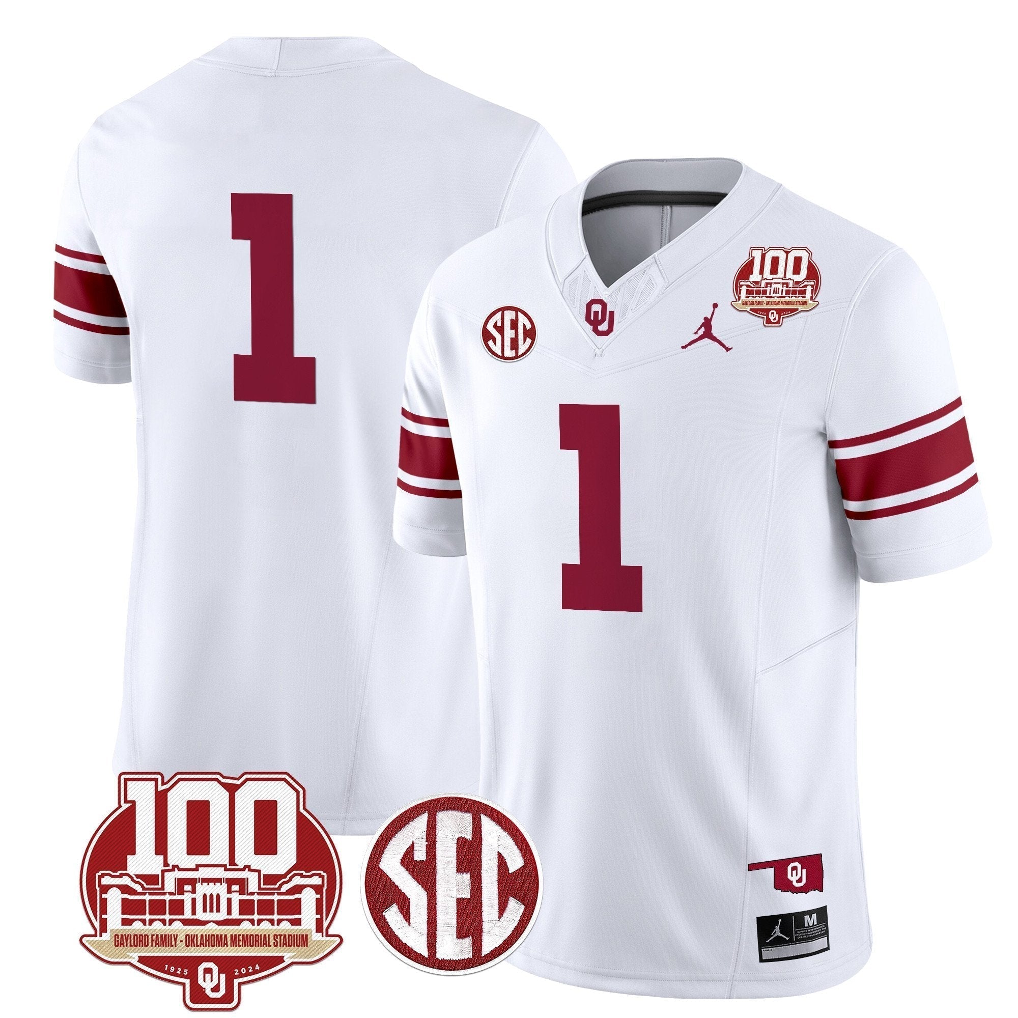 Men Oklahoma Sooners 100th Anniversary Patch Vapor Limited Jersey - All Stitched