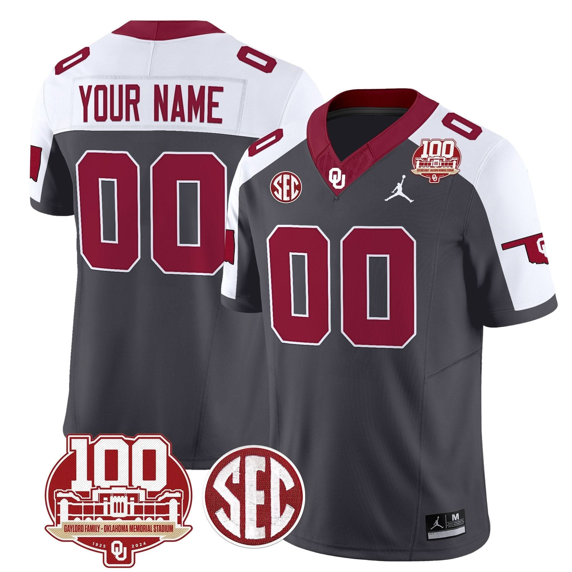 Custom Oklahoma Sooners Jersey 100th Anniversary Patch Vapor Limited Stitched