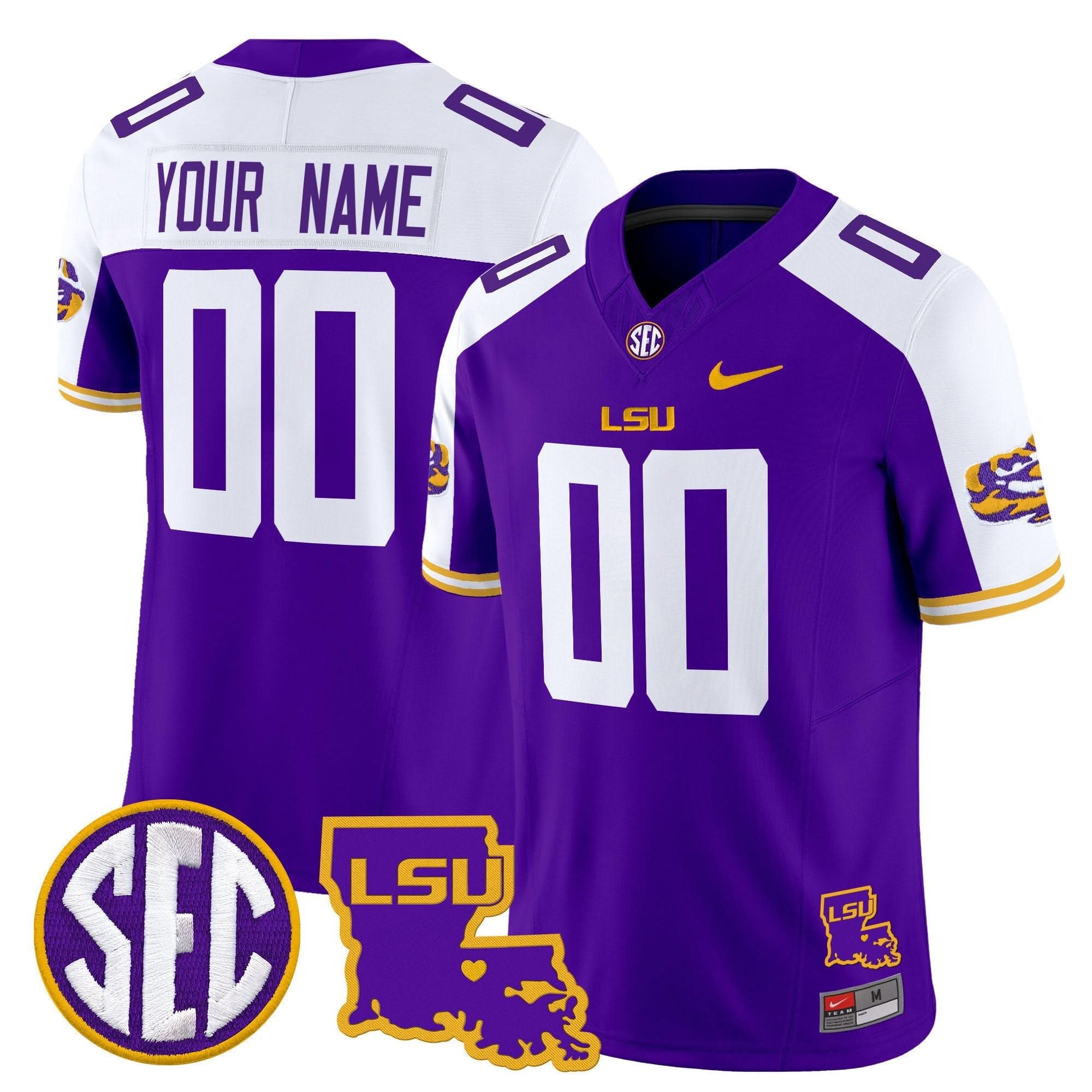 Custom LSU Tigers Jersey 2025 Louisiana Patch Vapor Limited - All Stitched
