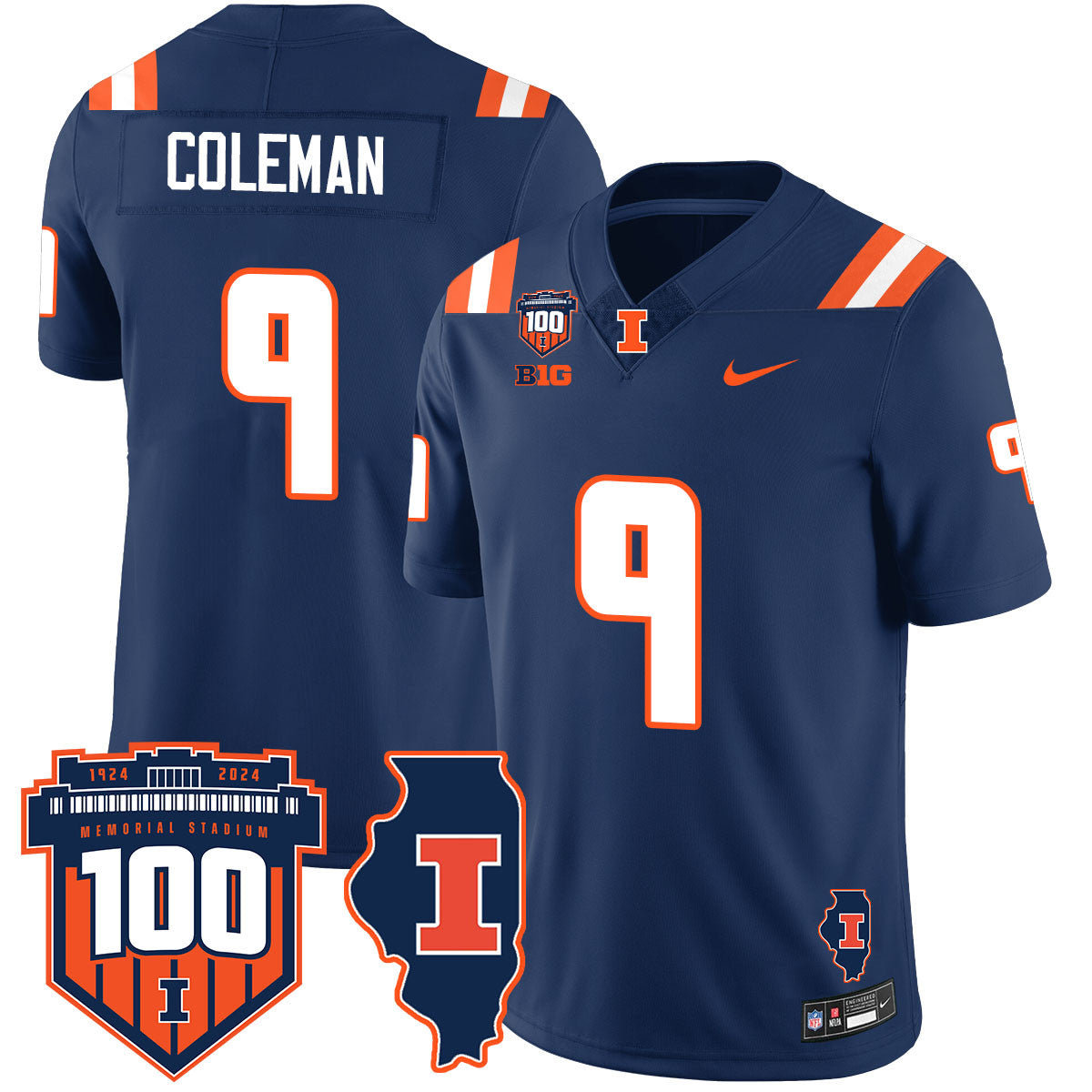 Men Illinois Football Vapor Jersey - All Stitched