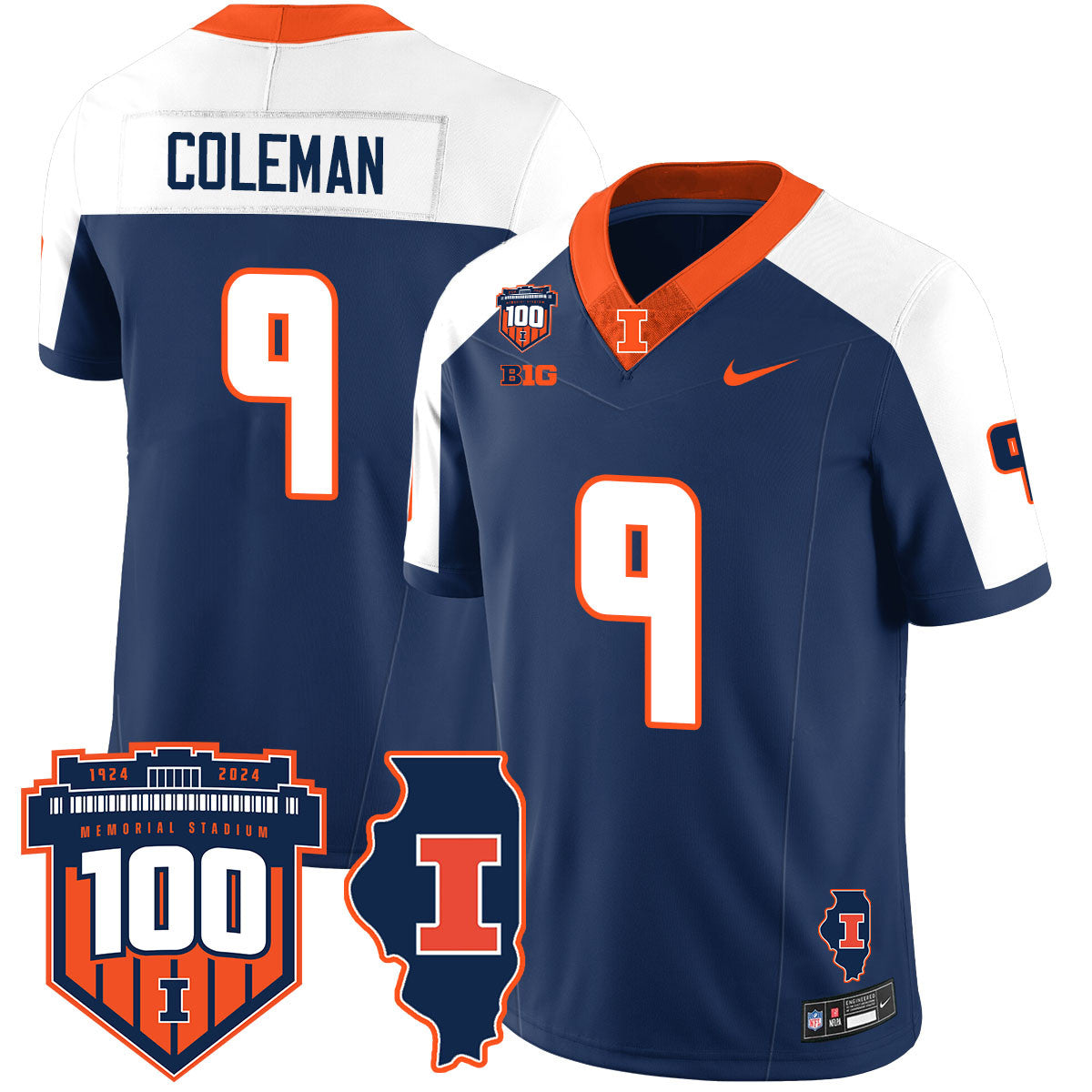 Men Illinois Football Vapor Jersey - All Stitched