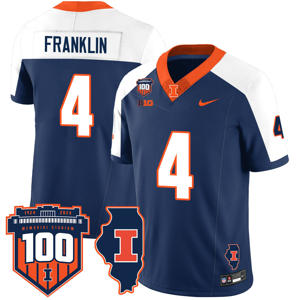 Men Illinois Football Vapor Jersey - All Stitched