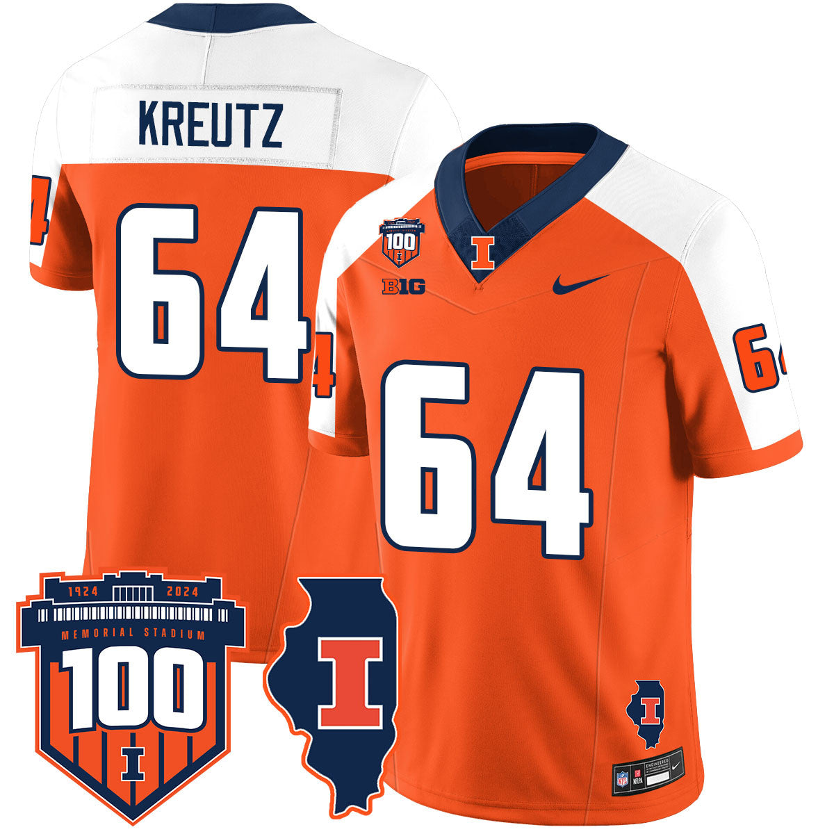 Men Illinois Football Vapor Jersey - All Stitched
