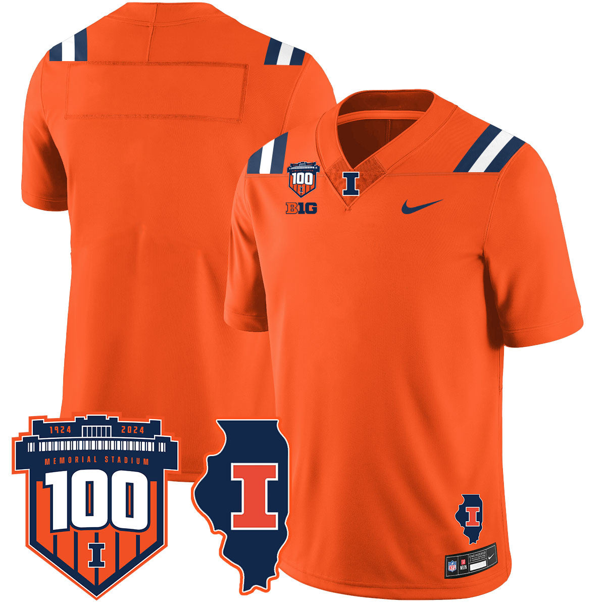 Men Illinois Football Vapor Jersey - All Stitched