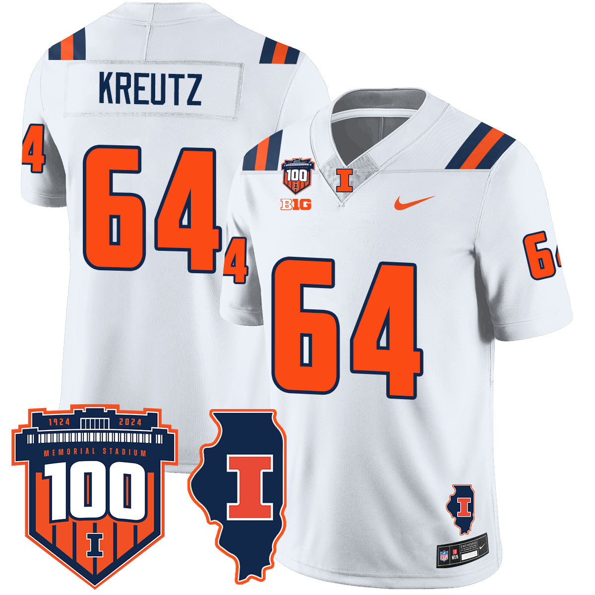 Men Illinois Football Vapor Jersey - All Stitched