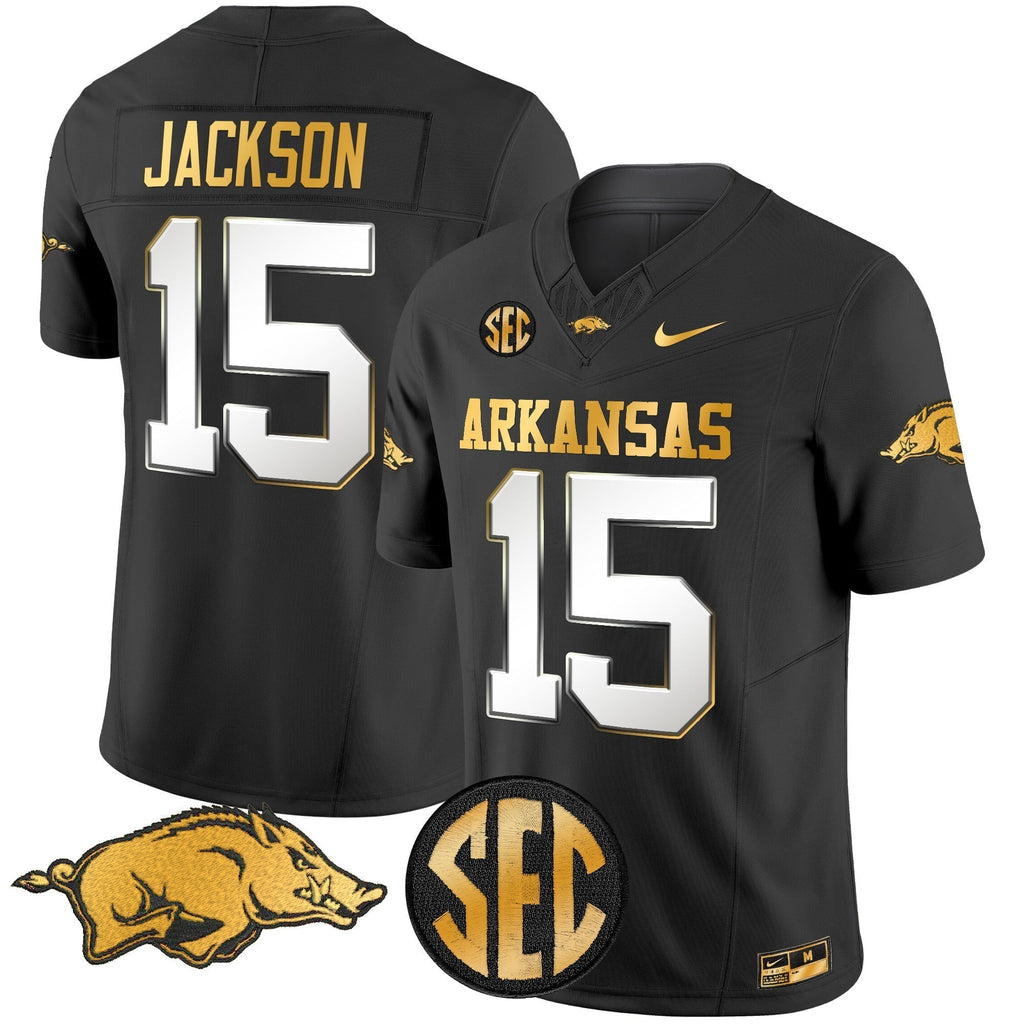 Men Arkansas Razorbacks Gold Vapor Limited Jersey - All Stitched