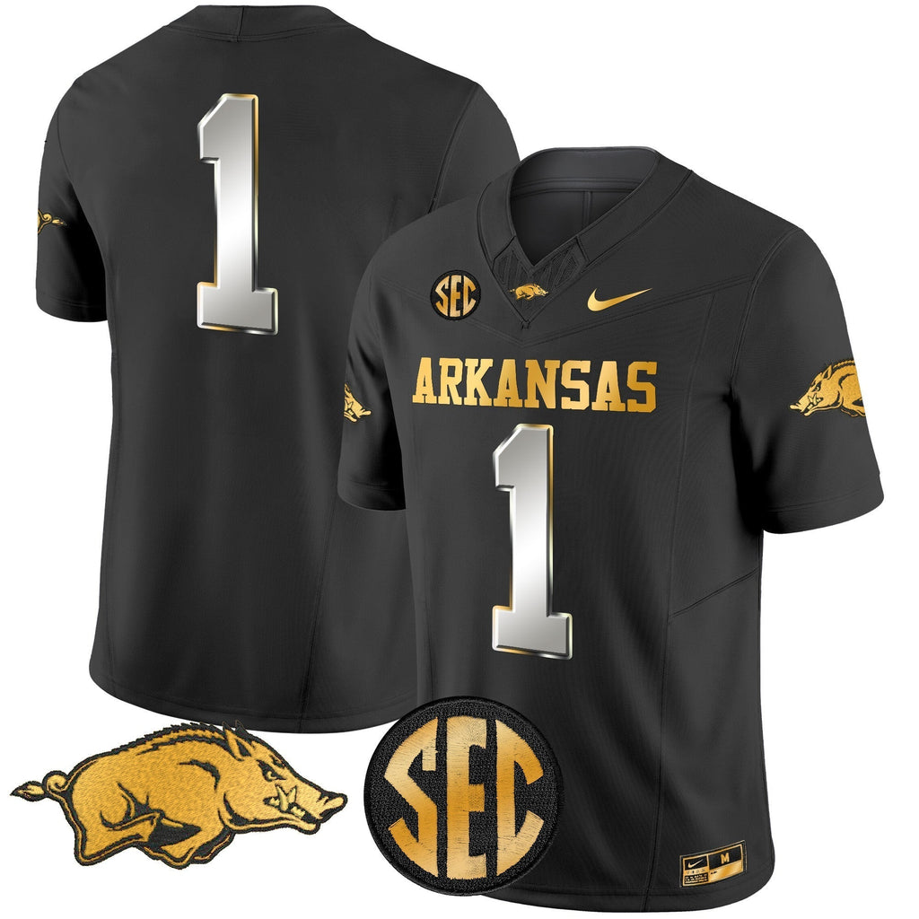 Men Arkansas Razorbacks Gold Vapor Limited Jersey - All Stitched