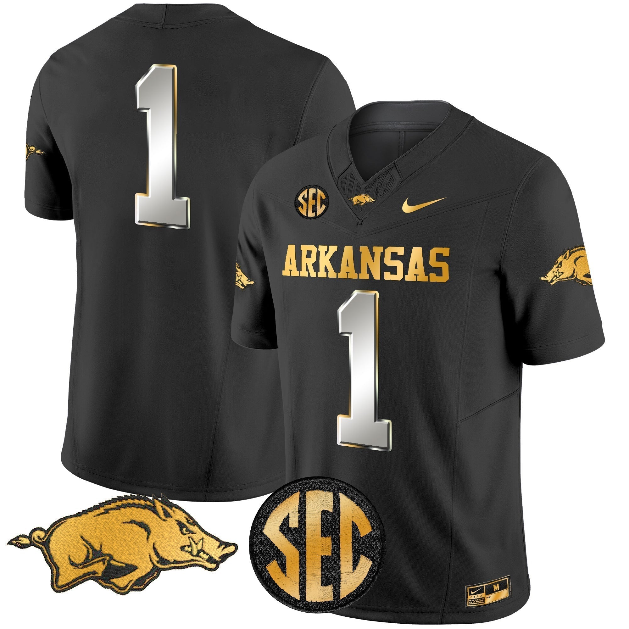 Men Arkansas Razorbacks Gold Vapor Limited Jersey - All Stitched