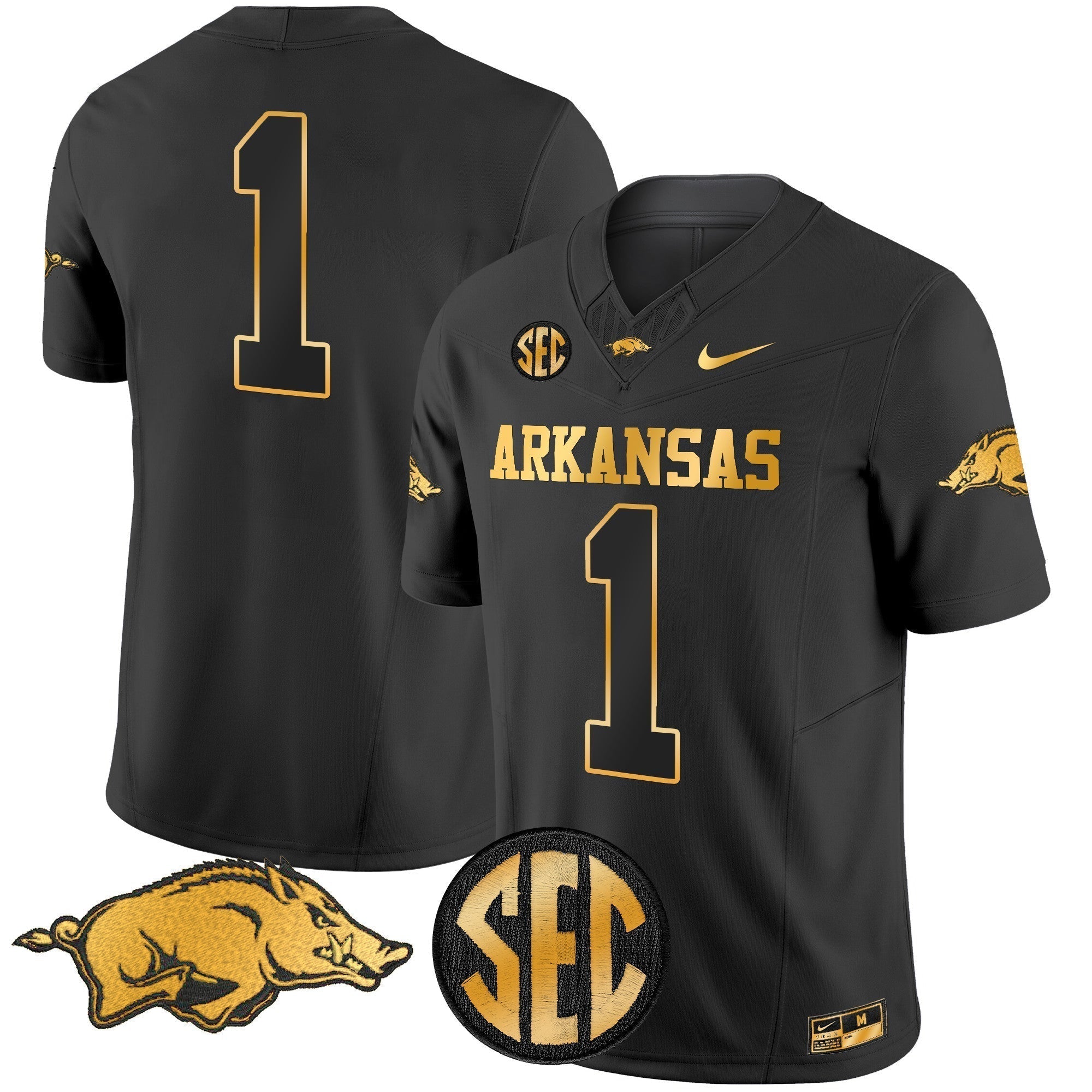Men Arkansas Razorbacks Gold Vapor Limited Jersey - All Stitched