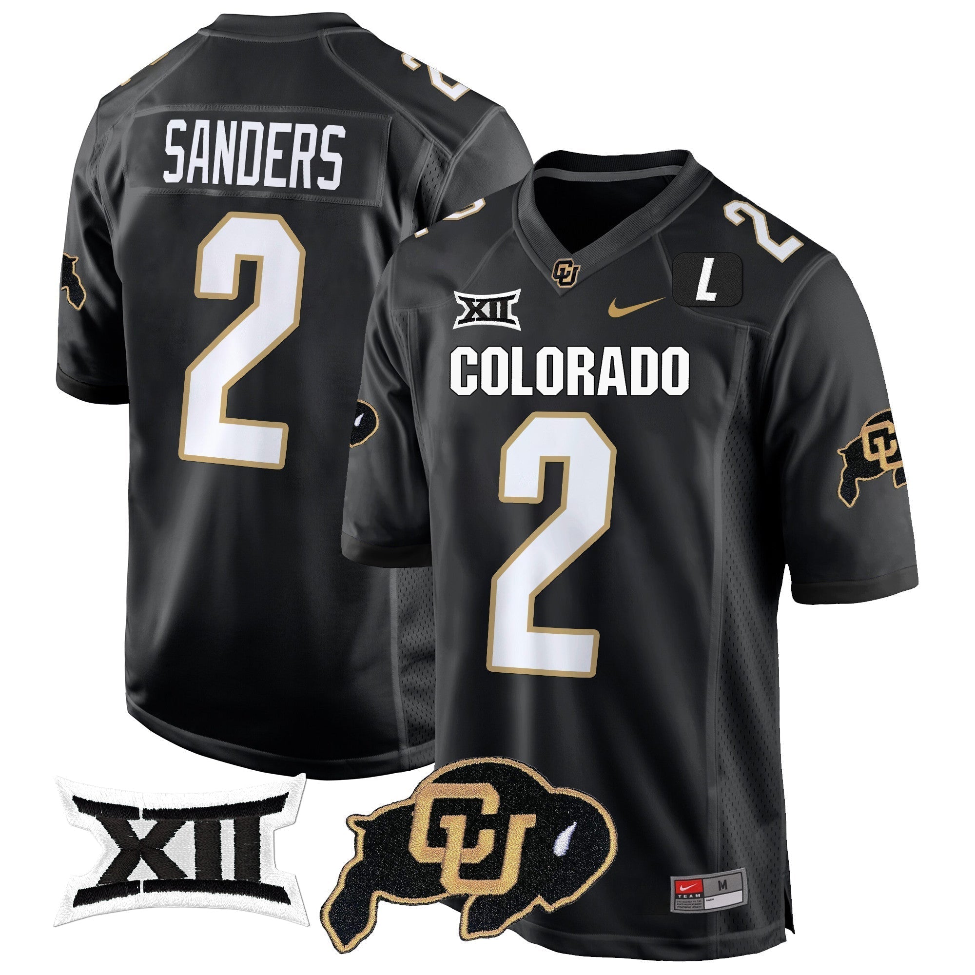 Men Colorado Buffaloes Big 12 XII Patch Game Jersey V2 - All Stitched