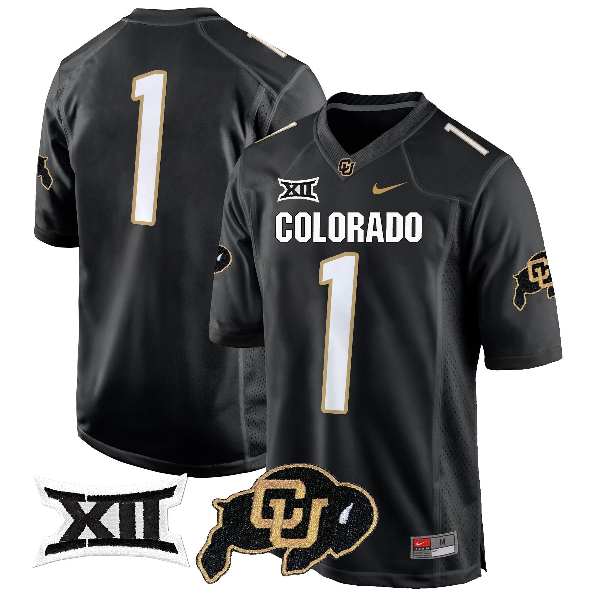 Men Colorado Buffaloes Big 12 XII Patch Game Jersey V2 - All Stitched