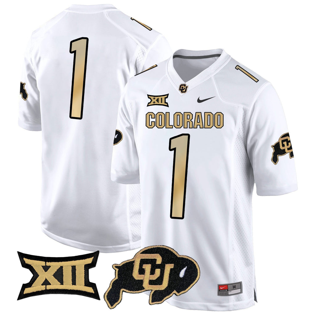 Men Colorado Buffaloes Big 12 XII Patch Game Jersey V2 - All Stitched
