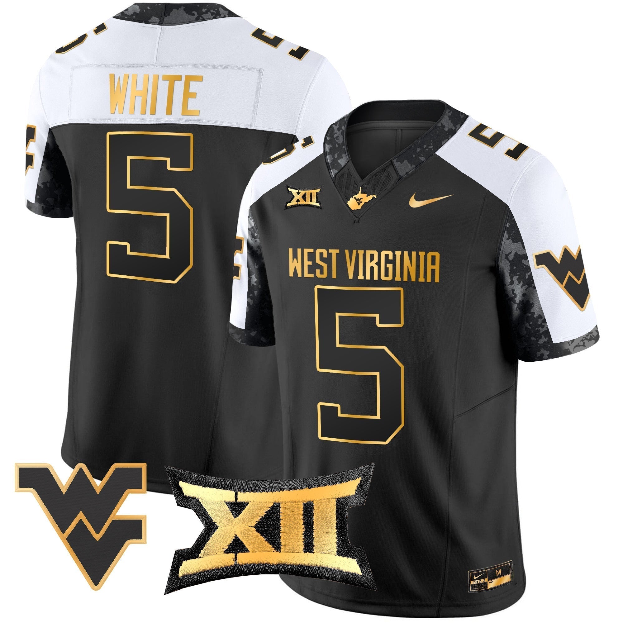 Men West Virginia Mountaineers 2024 Gold Vapor Limited Jersey - All Stitched