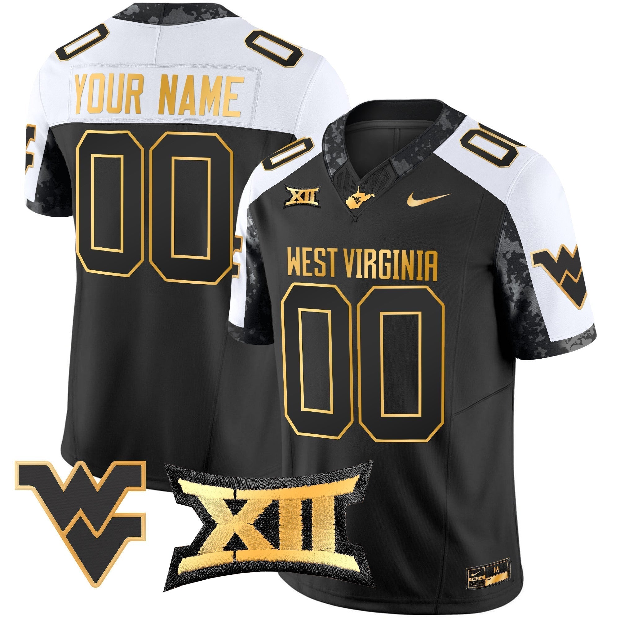 Custom West Virginia Mountaineers 2024 Gold Vapor Limited Jersey - All Stitched