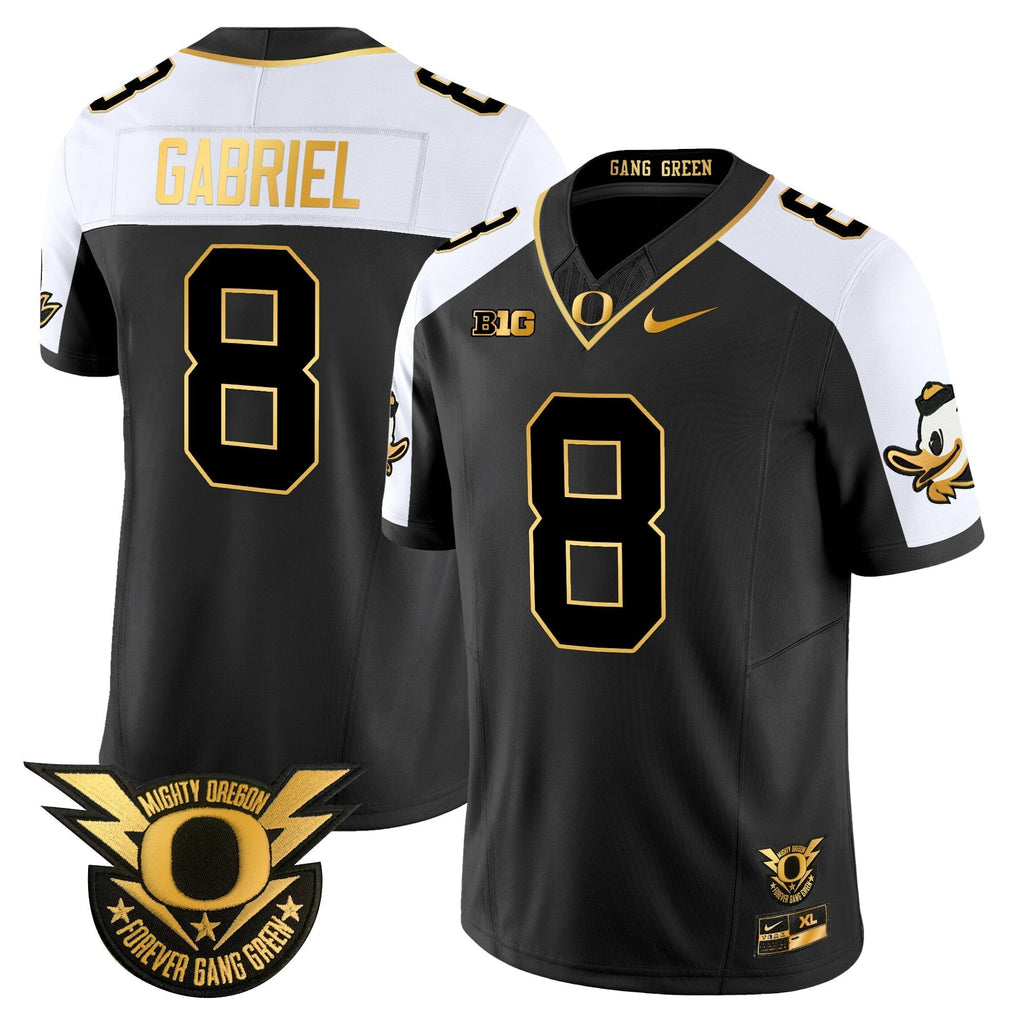 Men Oregon Ducks 2024 Forever Gang Green & BIG Patch Gold Vapor Limited Jersey - All Stitched