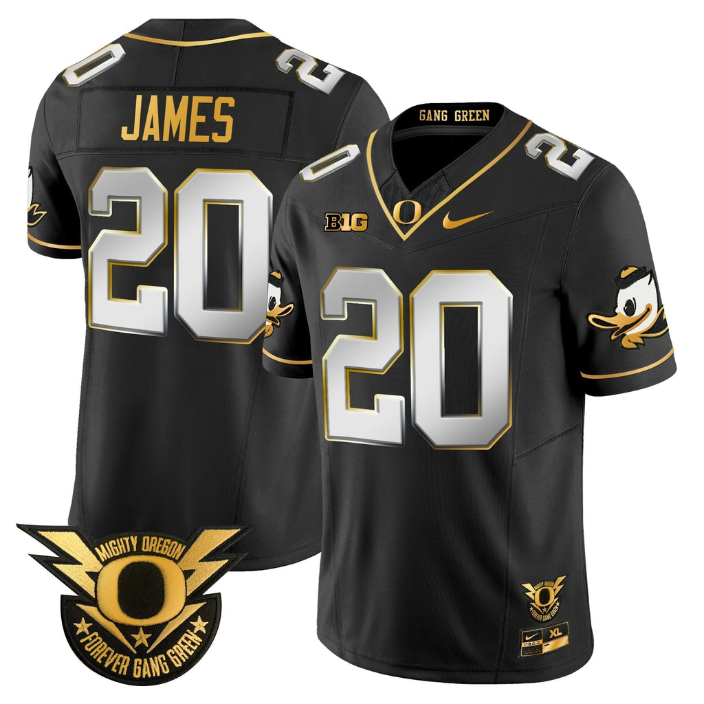 Men Oregon Ducks 2024 Forever Gang Green & BIG Patch Gold Vapor Limited Jersey - All Stitched