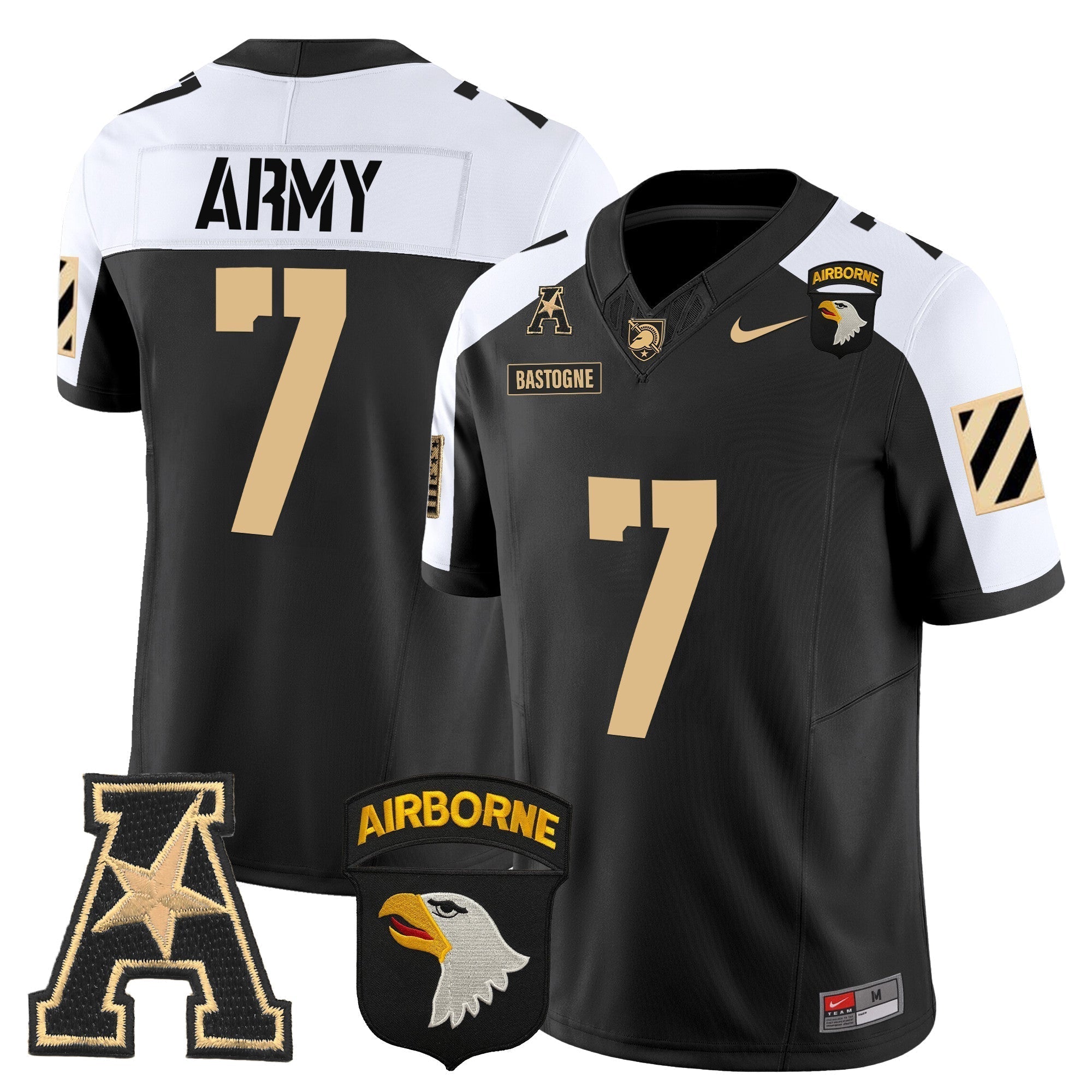 Men Army Black Knights 101st Airborne Division Patch 2024 Vapor Limited Jersey V3 - All Stitched