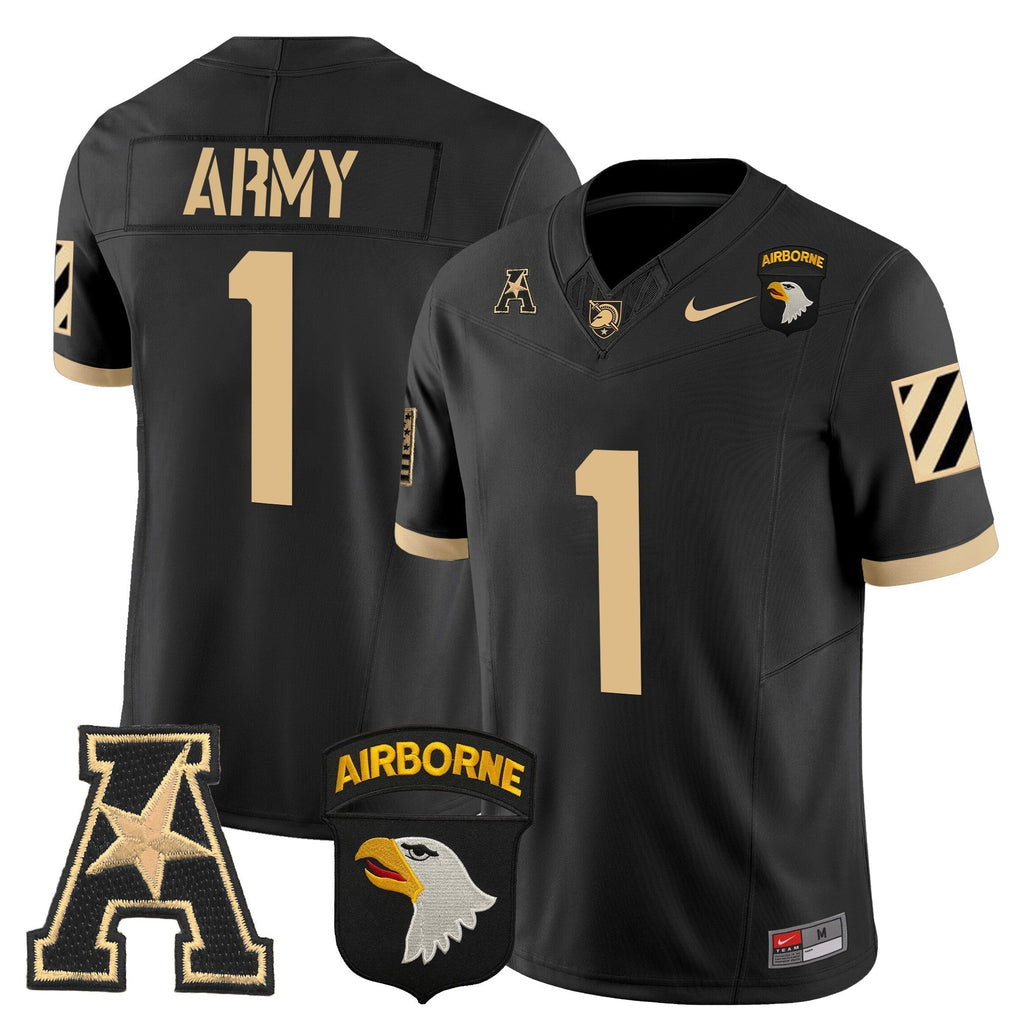 Men Army Black Knights 101st Airborne Division Patch 2024 Vapor Limited Jersey V3 - All Stitched