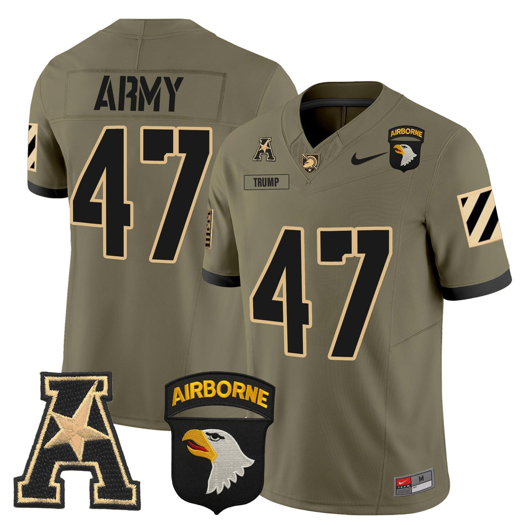 Men Army Black Knights 101st Airborne Division Patch 2024 Vapor Limited Jersey V3 - All Stitched