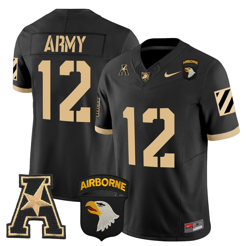 Men Army Black Knights 101st Airborne Division Patch 2024 Vapor Limited Jersey V3 - All Stitched