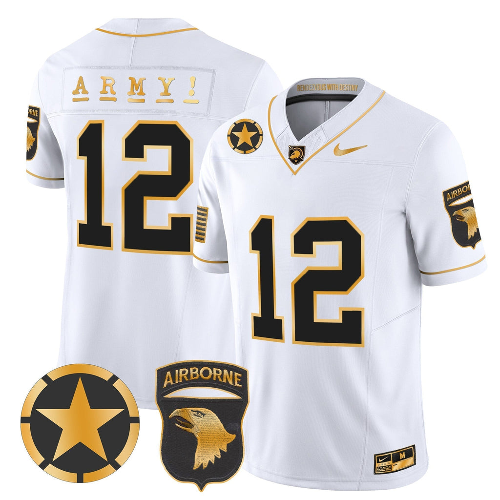 Men Army Black Knights 101st Airborne Division Patch 2024 Gold Vapor Limited Jersey - All Stitched