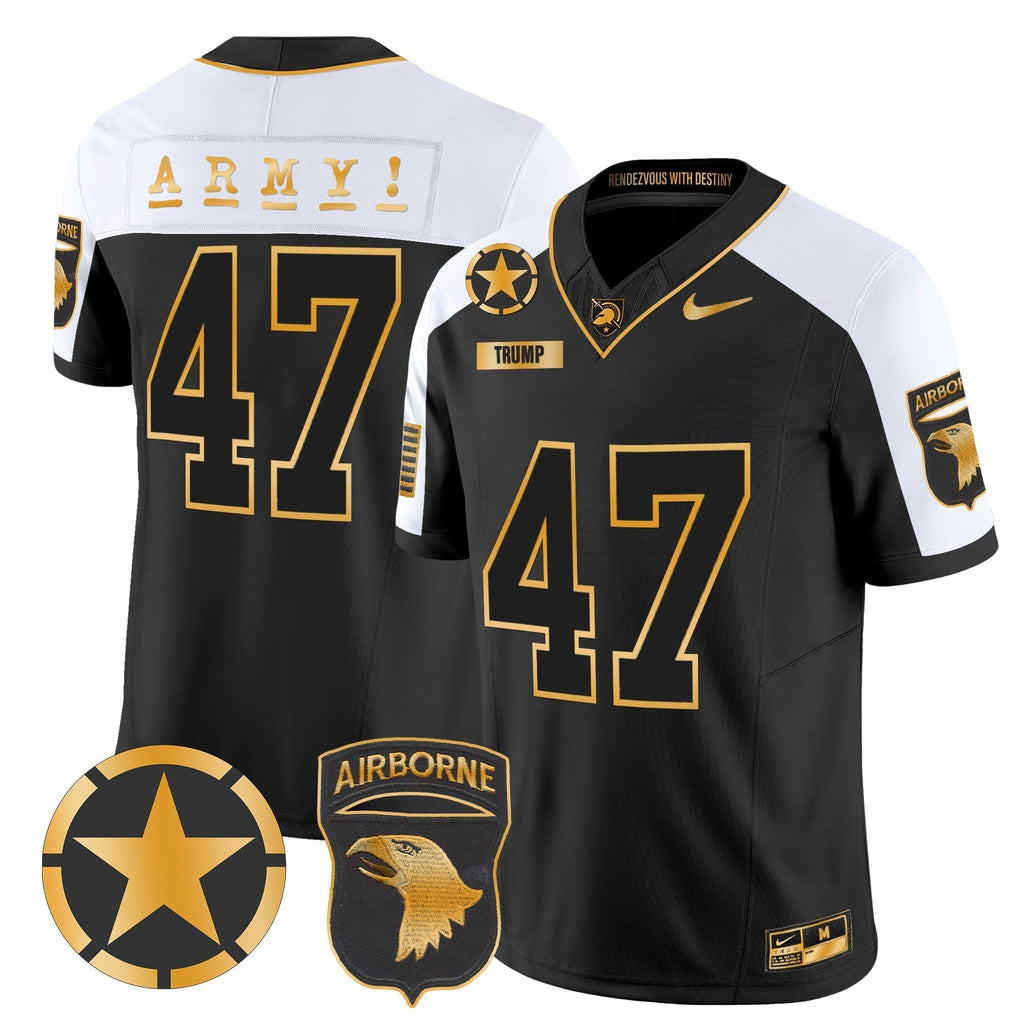 Men Army Black Knights 101st Airborne Division Patch 2024 Gold Vapor Limited Jersey - All Stitched