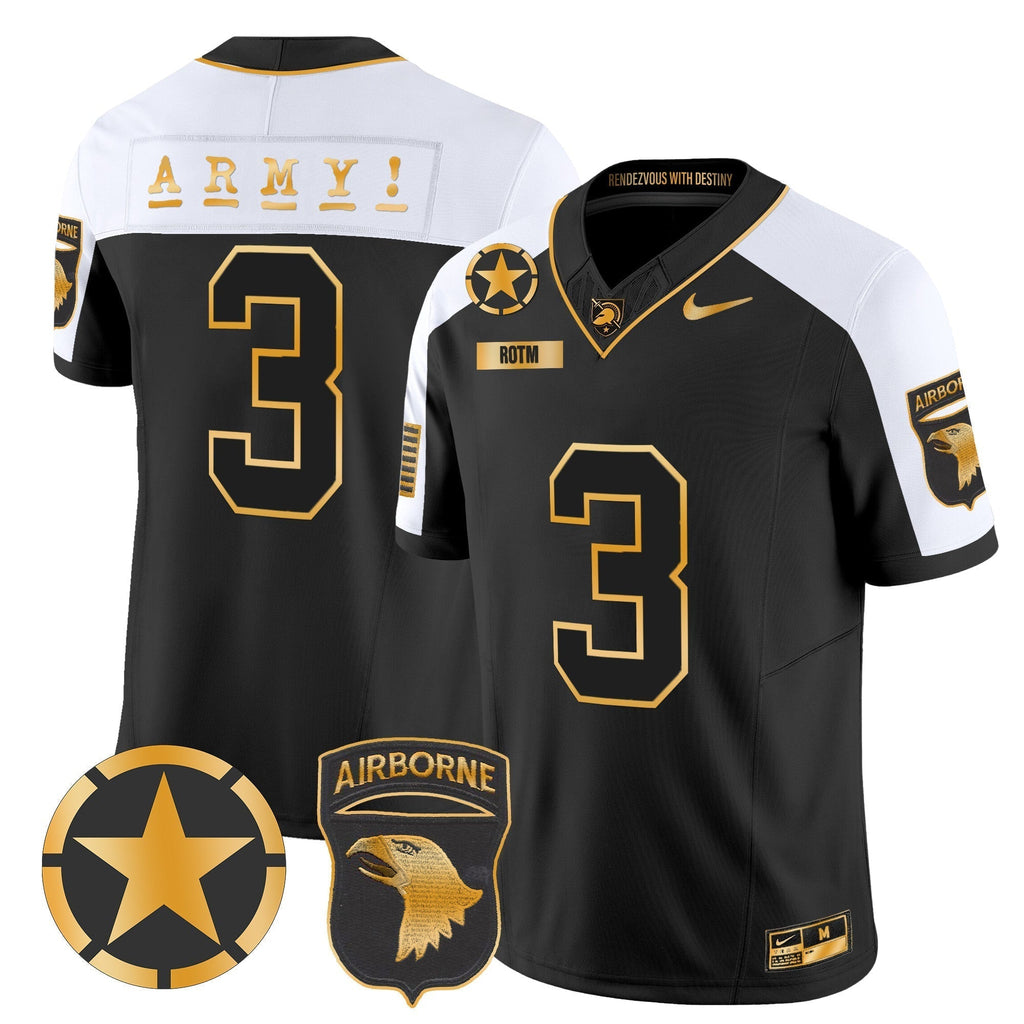 Men Army Black Knights 101st Airborne Division Patch 2024 Gold Vapor Limited Jersey - All Stitched